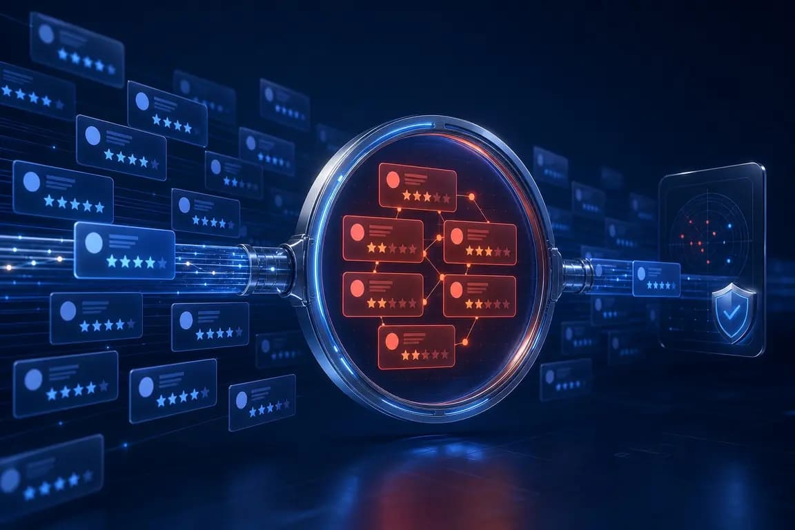 A monitoring system detecting coordinated suspicious reviews among trusted signals